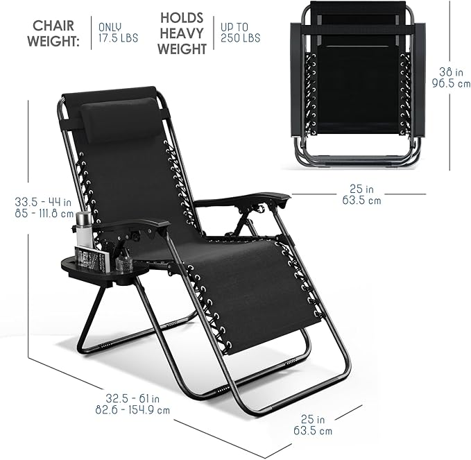 Nestl Zero Gravity Chairs Set of 2, Patio Lounge Chair Outdoor - Image 3
