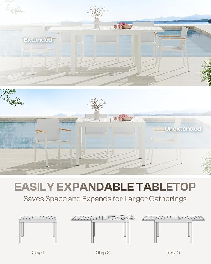 Outdoor Aluminum Patio Dining Table Set - Image 2