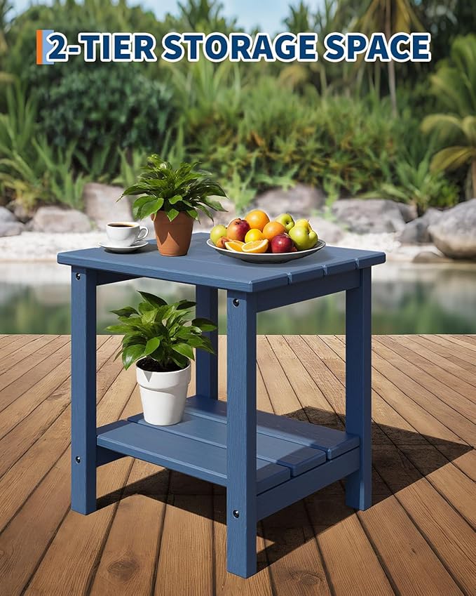 GarveeLife Adirondack Outdoor Side Table 18 x 15 in, HDPE 2-Tier Patio Side - Image 5