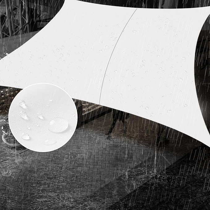 SUNNY GUARD Waterproof Sun Shade Sail 7' x 16' White Rectangle UV Block Sunshade by SUNNYGUARD