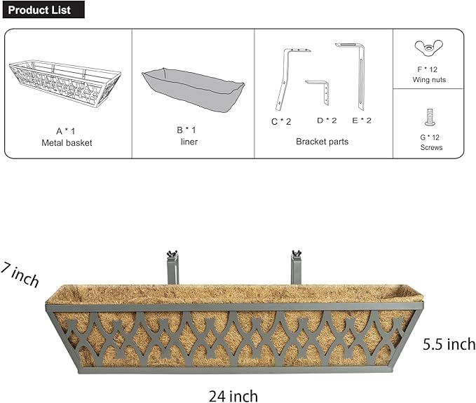 6 Pack 24 Inch Window Boxes Planters Railing Planter Box - Image 7