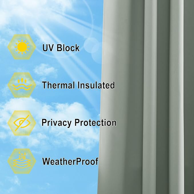 NICETOWN Patio Curtain for Outdoor Waterproof 120 inch Long, Extra Long - Image 6
