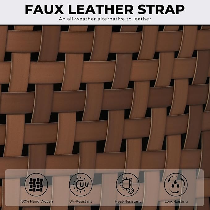 Grand patio 7-Piece Outdoor Dining Set, 6 Leather-Look Wicker Swivel Blue Patio - Image 4