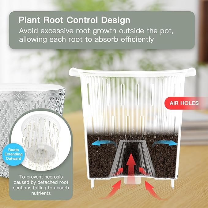 QCQHDU 2 Pack Self Watering Pots, 5.7 Inch Flower Pots - Image 5