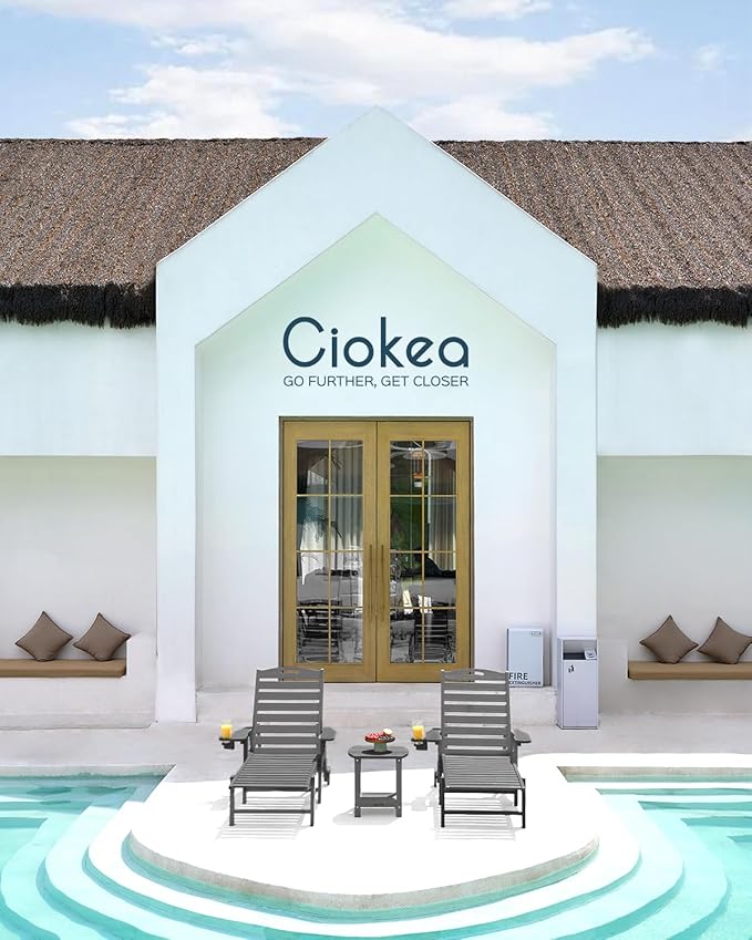 Ciokea Outdoor Chaise Lounge Chair Set of 2, Patio Lounge Chairs - Image 2