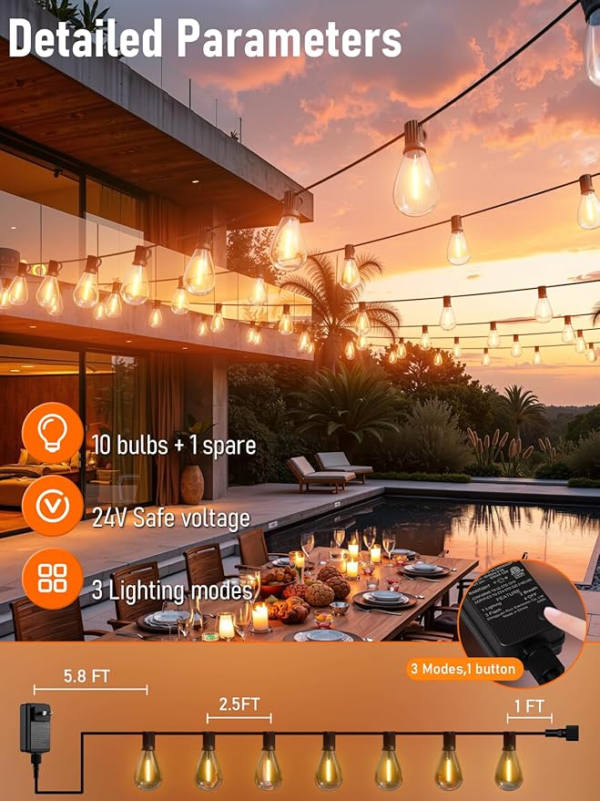 luckystyle 30FT LED Outdoor String Lights - Image 6