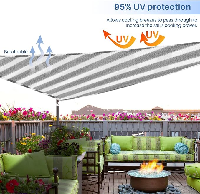 E&K Sunrise 19' x 19' x 19' Sun Shade Sail Triangle Canopy Shade Cover UV Block - Image 5