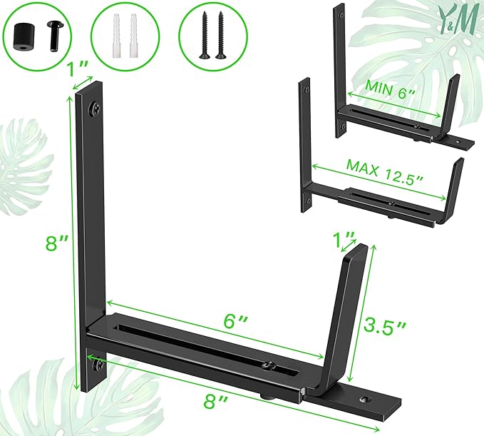 Y&M 6 Pack Adjustable Planter Box Brackets, Universal Window Box Brackets - Image 3