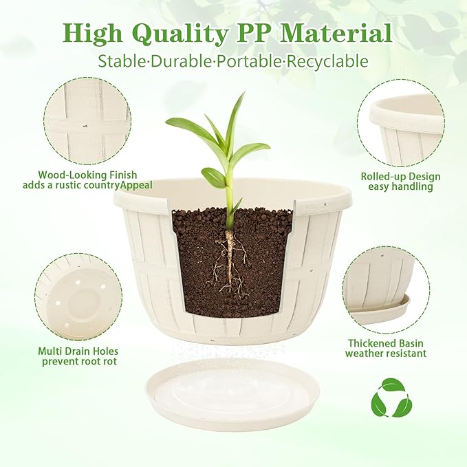 Quarut Plant Planters Pots Set of 4 Pack 16 Inch，Large Plastic Flower Pot - Image 2