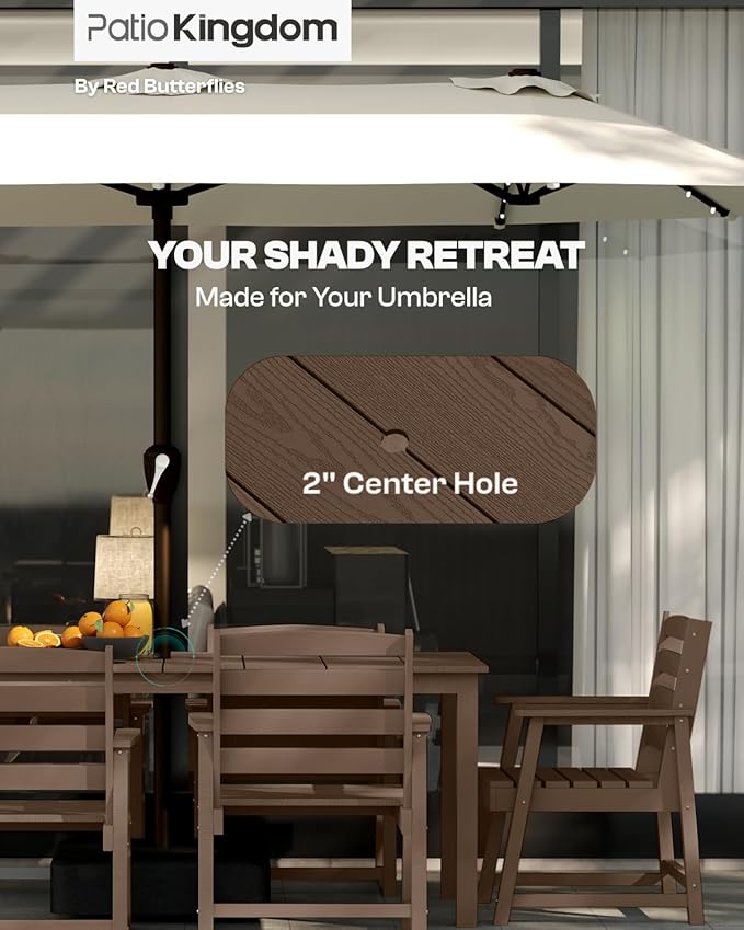 9-Piece Brown Outdoor Dining Set - Image 2