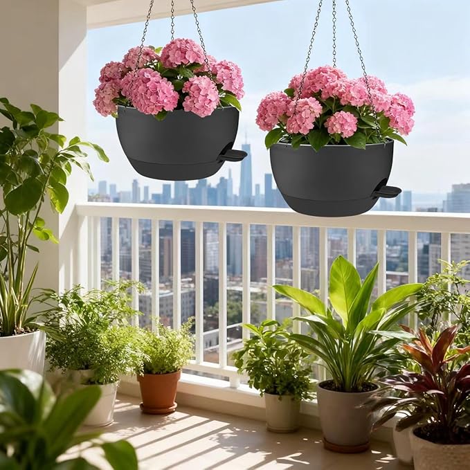 2 Pack Hanging Planters for Indoor Outdoor Plants, 12 Inch Self Watering - Image 4