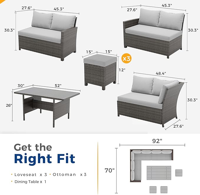 Wisteria Lane 7 Piece Patio Furniture Set, High Curved Back Wicker Patio - Image 2