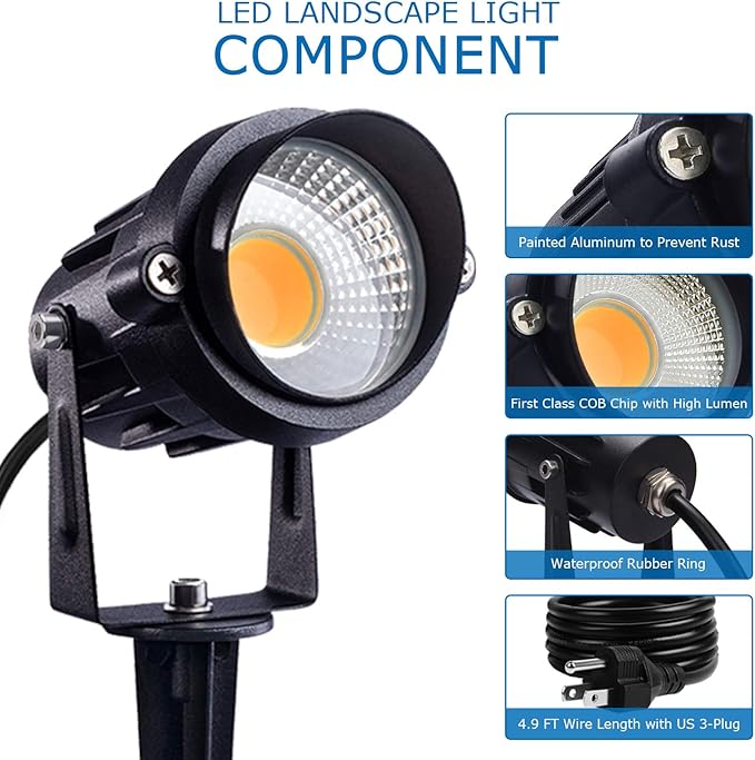 SUNVIE 120V Spot Lights Outdoor LED Landscape Lighting 12W AC Spotlights - Image 6