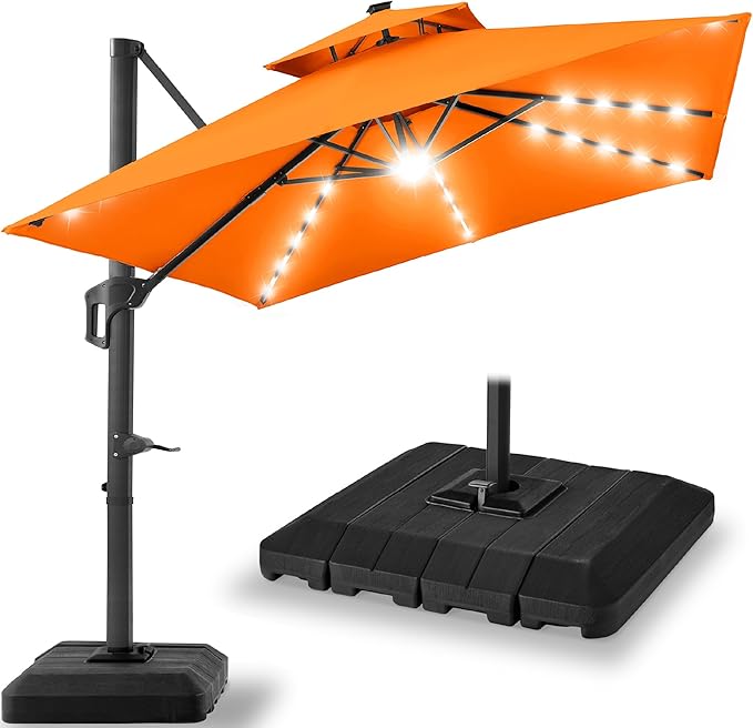 Best Choice Products 9x12ft LED Cantilever Patio Umbrella w/Base Included & by BestChoiceProducts