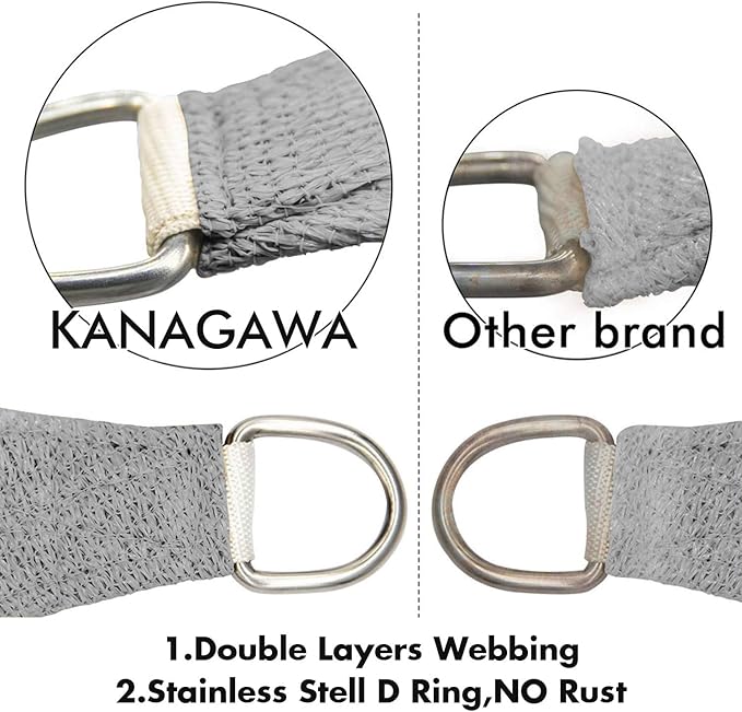 KANAGAWA Sun Shade Sail 16'x16' Gray Rectangle UV Block Canopy Cover - Image 4