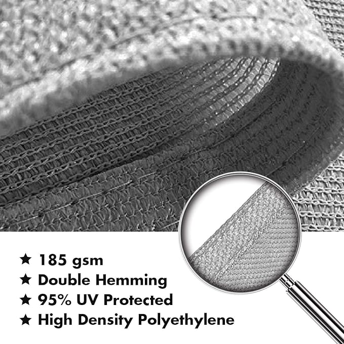 KANAGAWA Sun Shade Sail Curved 24'X24' Grey Rectangle Outdoor Shade Cover UV - Image 5