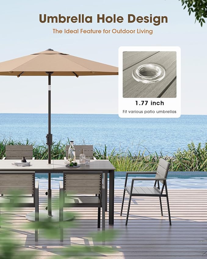 Outdoor Patio Dining Chairs Set of 2, Aluminum & HDPS All-Weather Dining Chiars - Image 3