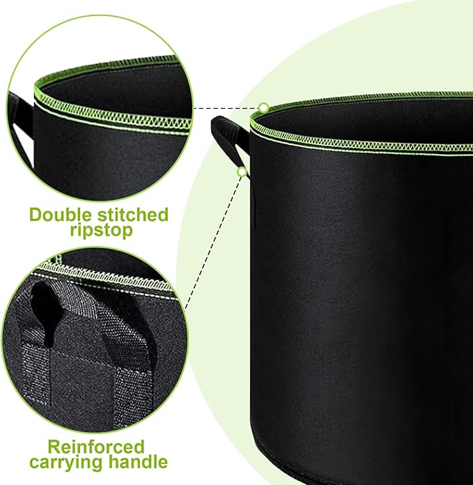 6-Pack 5/7/10 Gallon Grow Bags - 300G Heavy Duty Aeration Fabric Pots - Image 4