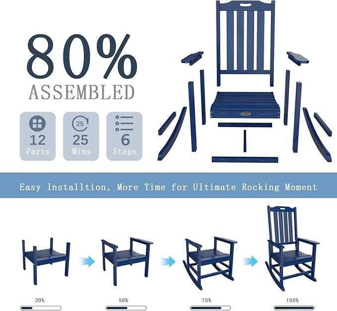 Oversized Rocking Chair Set of 4, Outdoor Rocking Chair - Image 9