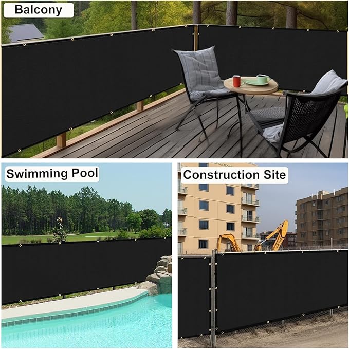 UPGRADE Privacy Fence Screen 3'x41' Black Outdoor 90% Visibility Blockage 170 - Image 8