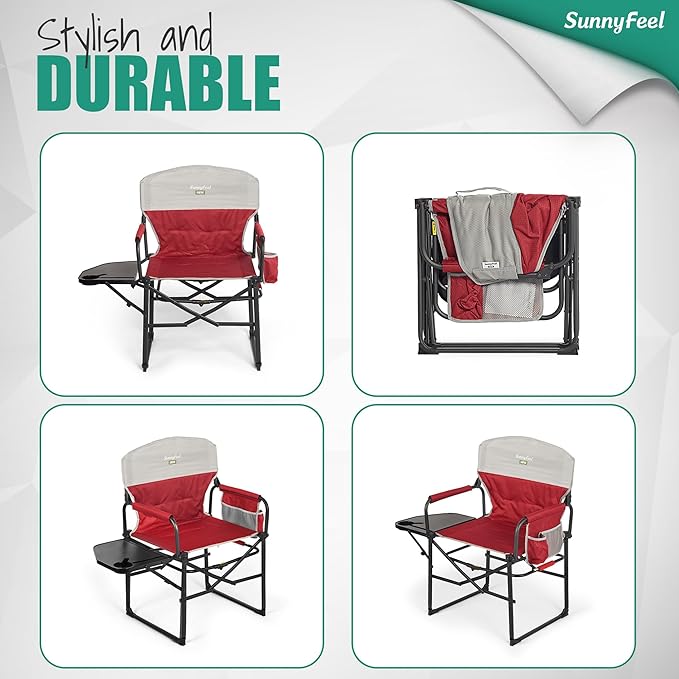 SUNNYFEEL Camping Directors Chair, Heavy Duty, Oversized Portable Folding Chair - Image 8
