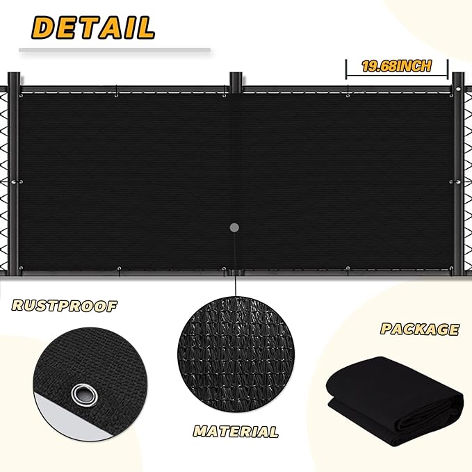 LOVE STORY 2.5' x 10' Black Balcony Screen Privacy Fence Cover UV Protection - Image 6