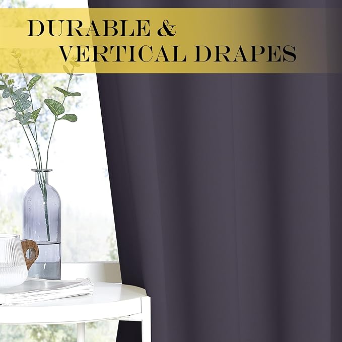 NICETOWN Greyish Purple Blackout Curtains 84 inch Length, Grommet Top Room - Image 3