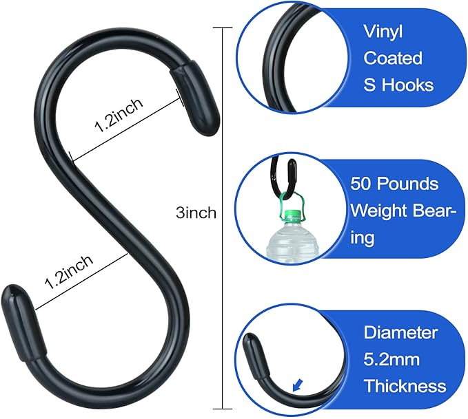 30 Pack Vinyl Coated Heavy Duty S Hooks - Image 2