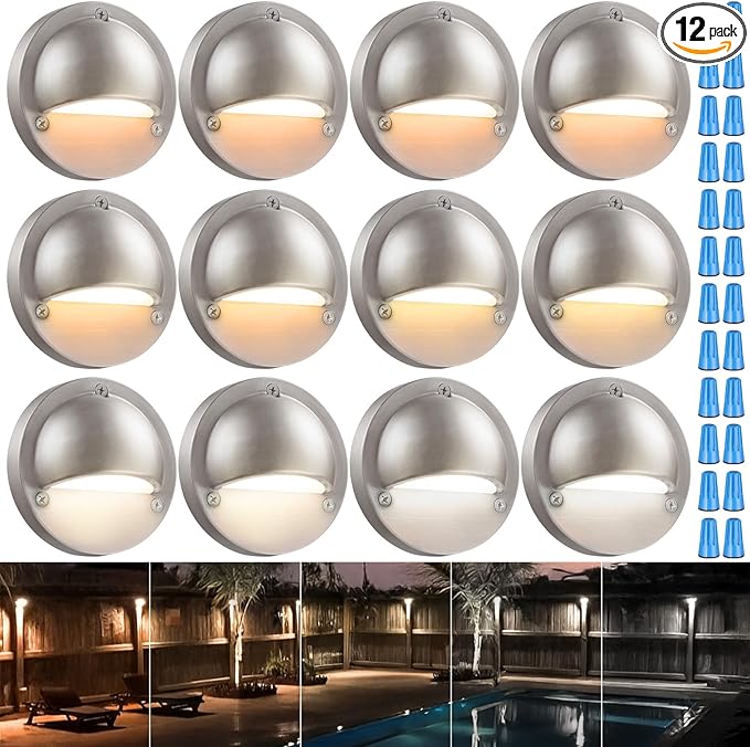 LEONLITE 12-Pack Update 5CCT LED Low Voltage Deck Lights, 180LM 3.5inch by LEONLITE