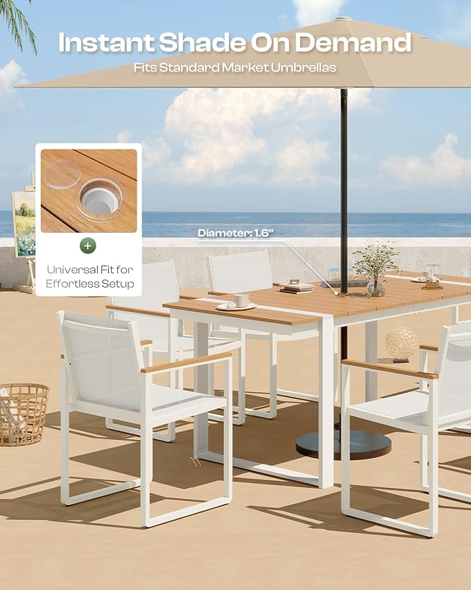 Outdoor Dining Set, HDPS + Aluminum Patio Table and Chairs Set - Image 2