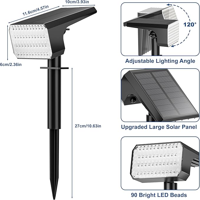 LANSOW Solar Spot Lights Outdoor Color Changing, LED Solar Powered Flood Lights - Image 8