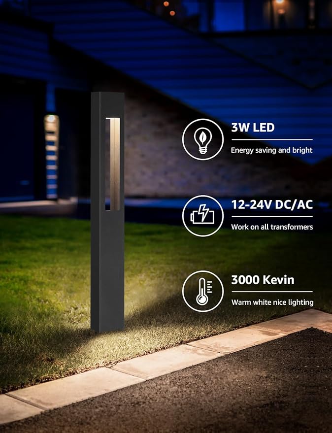SUNVIE Low Voltage Landscape Lights 3W LED Pathway Lights Wired Aluminum - Image 2