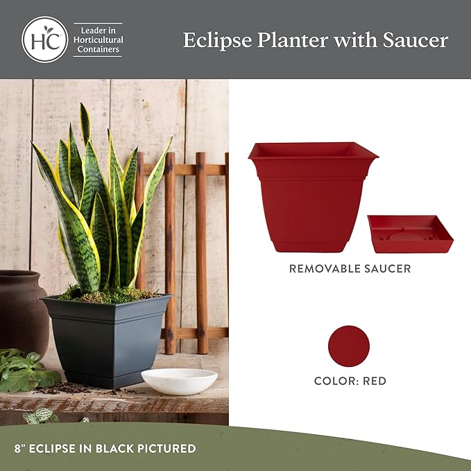 The HC Companies 8 Inch Eclipse Square Planter Pots - Image 2