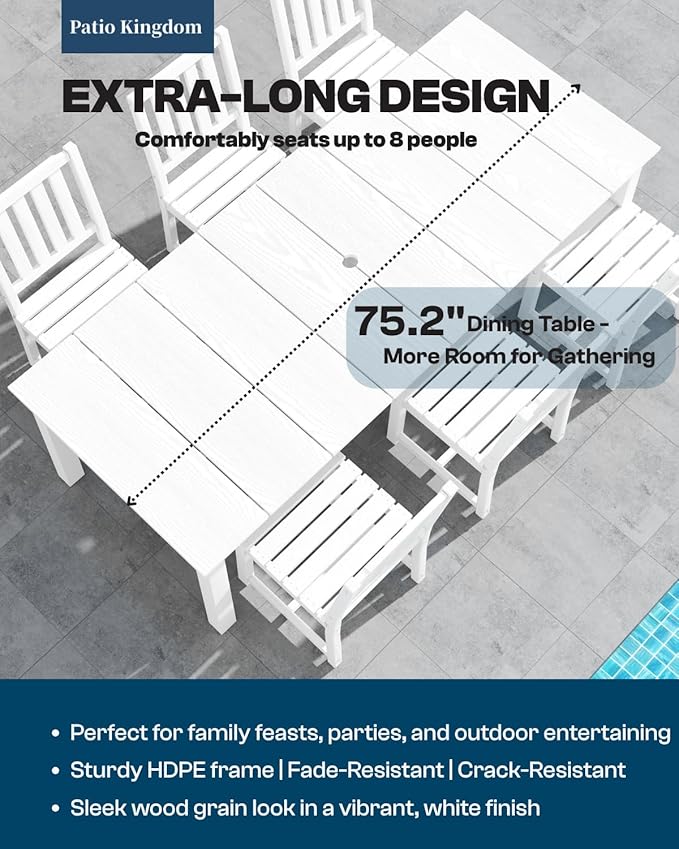 7-Piece White Outdoor Dining Set - Image 2