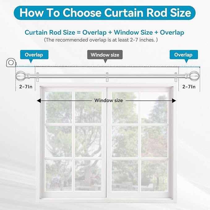 Silver Curtain Rods for Windows 48 to 84, 2 Pack 5/8 Inch Black Heavy Duty - Image 4