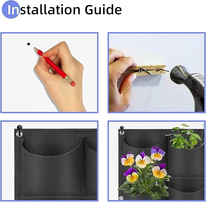 18 Pockets Hanging Planter Bags, Hanging Vertical Wall Mounted Plant Planting - Image 7
