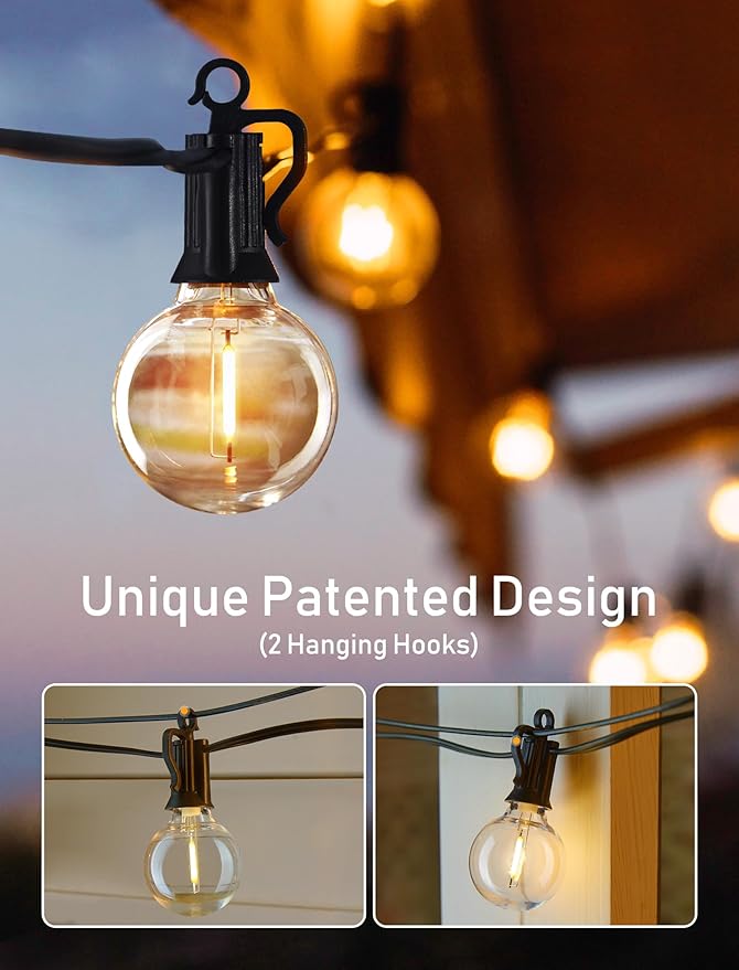 Brightown Outdoor String Lights, 100FT 100+2 G40 Bulbs Shatterproof Patio Lights - Image 8