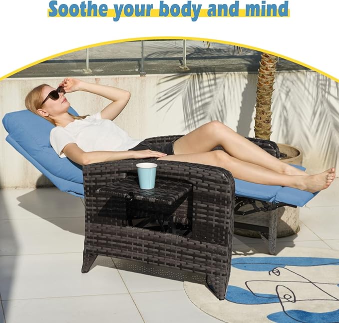 Outdoor Recliner Chairs Set of 2, Reclining Patio Chairs - Image 6