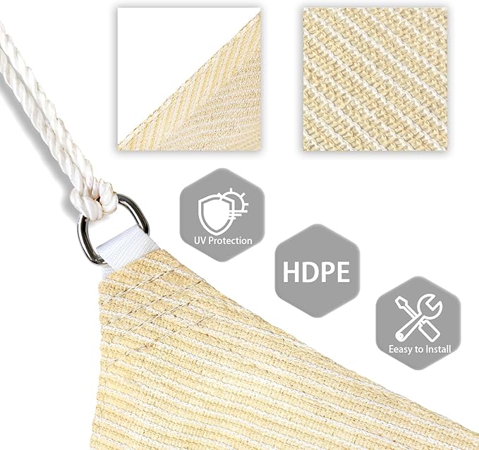 Patio Paradise 9' x 9' x 8'10" Sun Shade Sail Triangle Canopy, Permeable Shade - Image 3