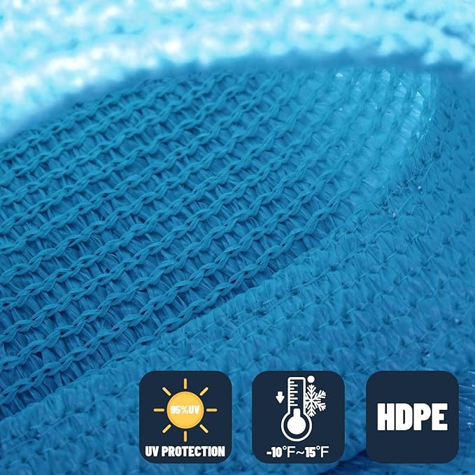 SUNNY GUARD Sun Shade Sail 12'x16' Rectangle Turquoise Blue UV Block Sunshade - Image 4