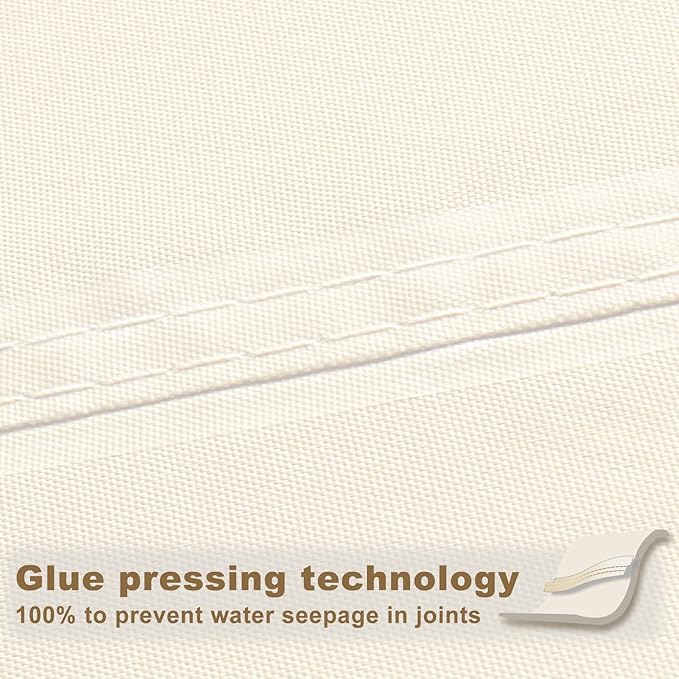 SUNNY GUARD Waterproof Sun Shade Sail 8' x 20' Cream Rectangle UV Block Sunshade - Image 3
