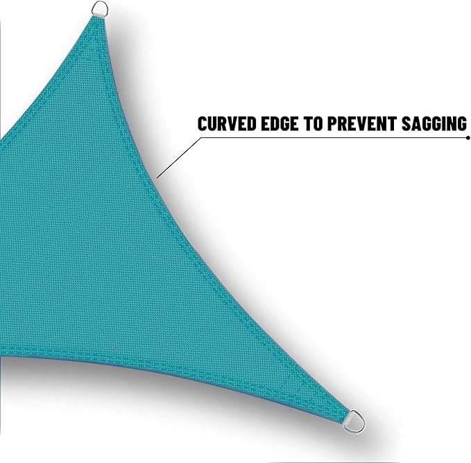 SUNNY GUARD Waterproof Sun Shade Sail 8'x9'x12' Turquoise Blue Right Triangle - Image 5