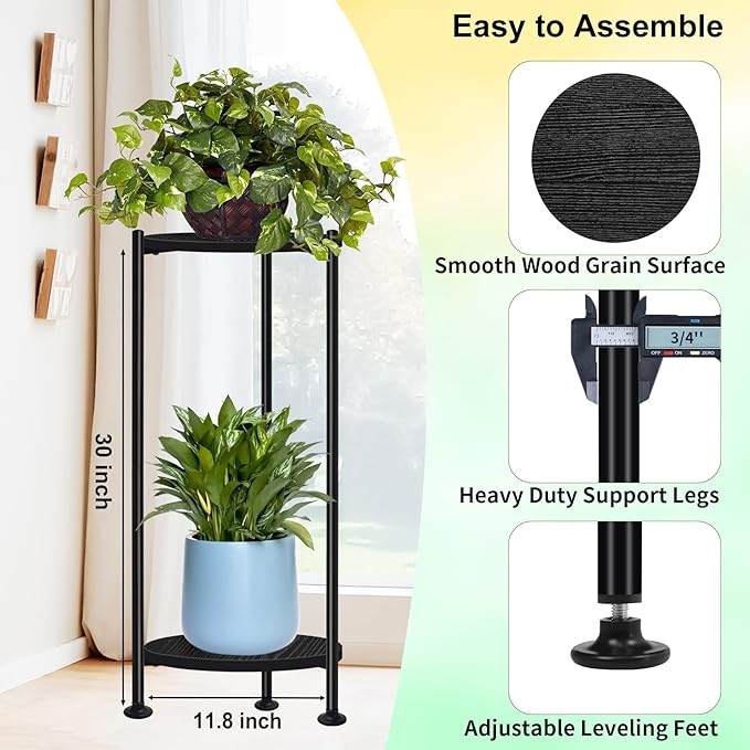 2-Pack Plant Stand Indoor Outdoor, Heavy Duty Indoor Plant Shelf, 2 Tier - Image 4