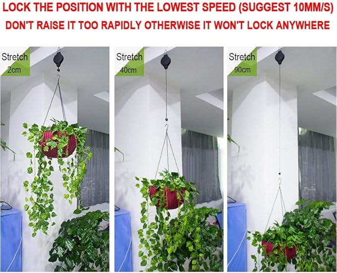 Pack Plant Hook Pulley, Retractable Plant Hanger Easy Reach Hanging Flower - Image 6
