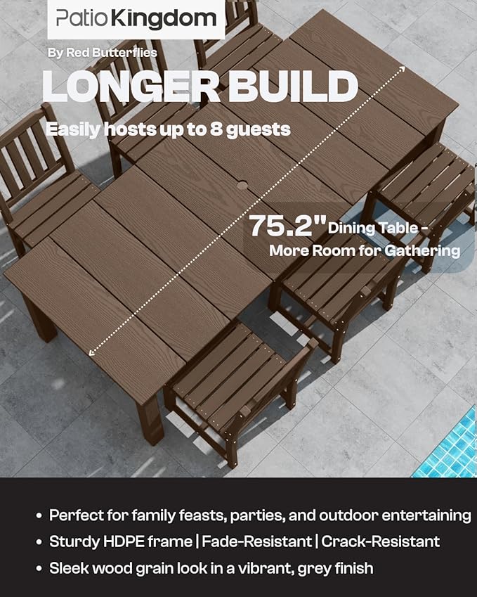 5-Piece Brown Outdoor Dining Set - Image 7