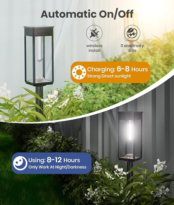 Solar Pathway Lights Outdoor, 4 Pack Bright Solar Lights Outdoor, IP65 - Image 7