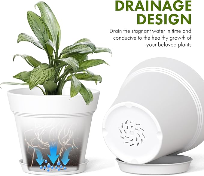 7 Inch Thick Plastic Plant Pots - Image 4