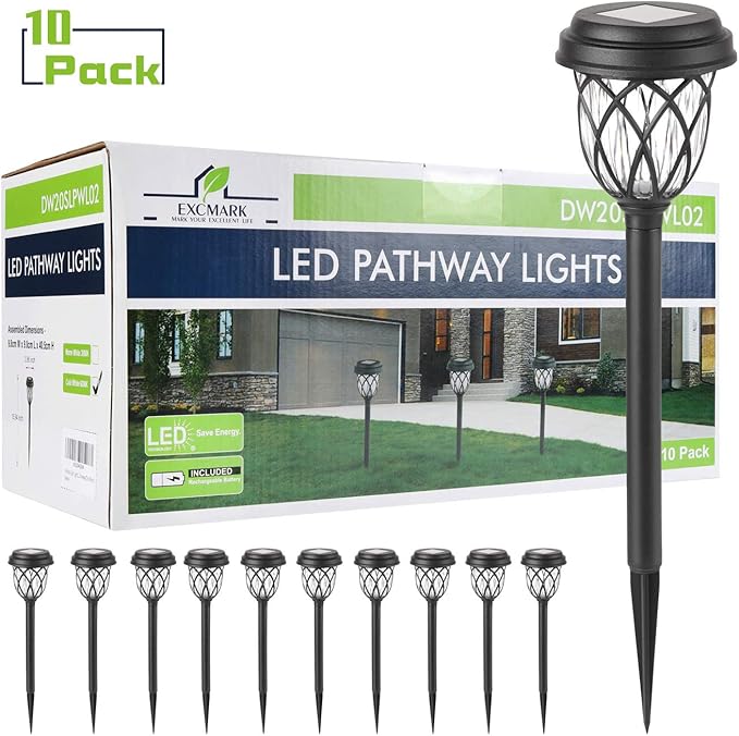 EXCMARK 10 Pack Solar Lights Outdoor Garden Pathway Solar Powered Yard Lights - Image 7