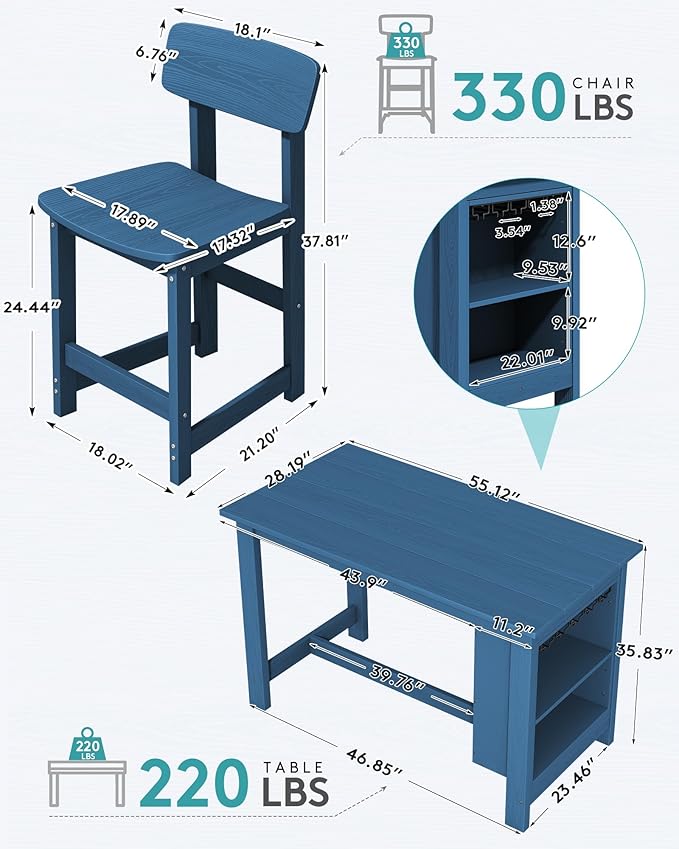 SERWALL 8-Piece HDPE Counter Height Dining Table Sets - Image 2
