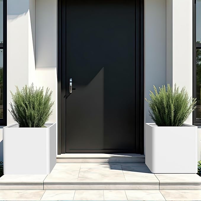 Large Square Planter for Outdoor Plants 20" L x 20" W x 20" H, Metal Planters - Image 6